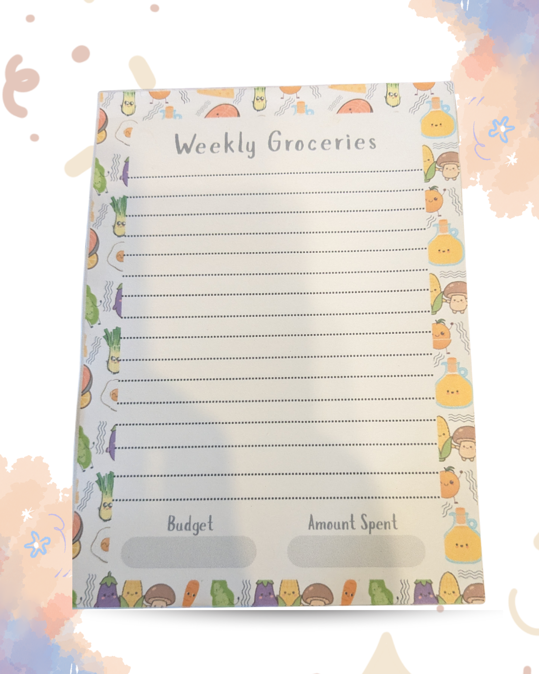 Weekly Grocery List Notepad | Budget & Spending Tracker | 50 Sheets